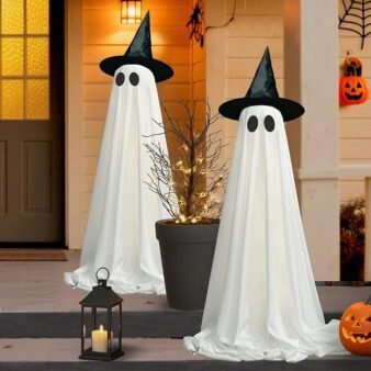 2-Piece Set Halloween Decorations 👻👻- Halloween Decorations Outdoor, Light Up Ghost Decorations Indoor with Remote Control LED Light String, Ghost Outdoor Decorations Suitable for Yard, Porch, Garden, Lawn Party